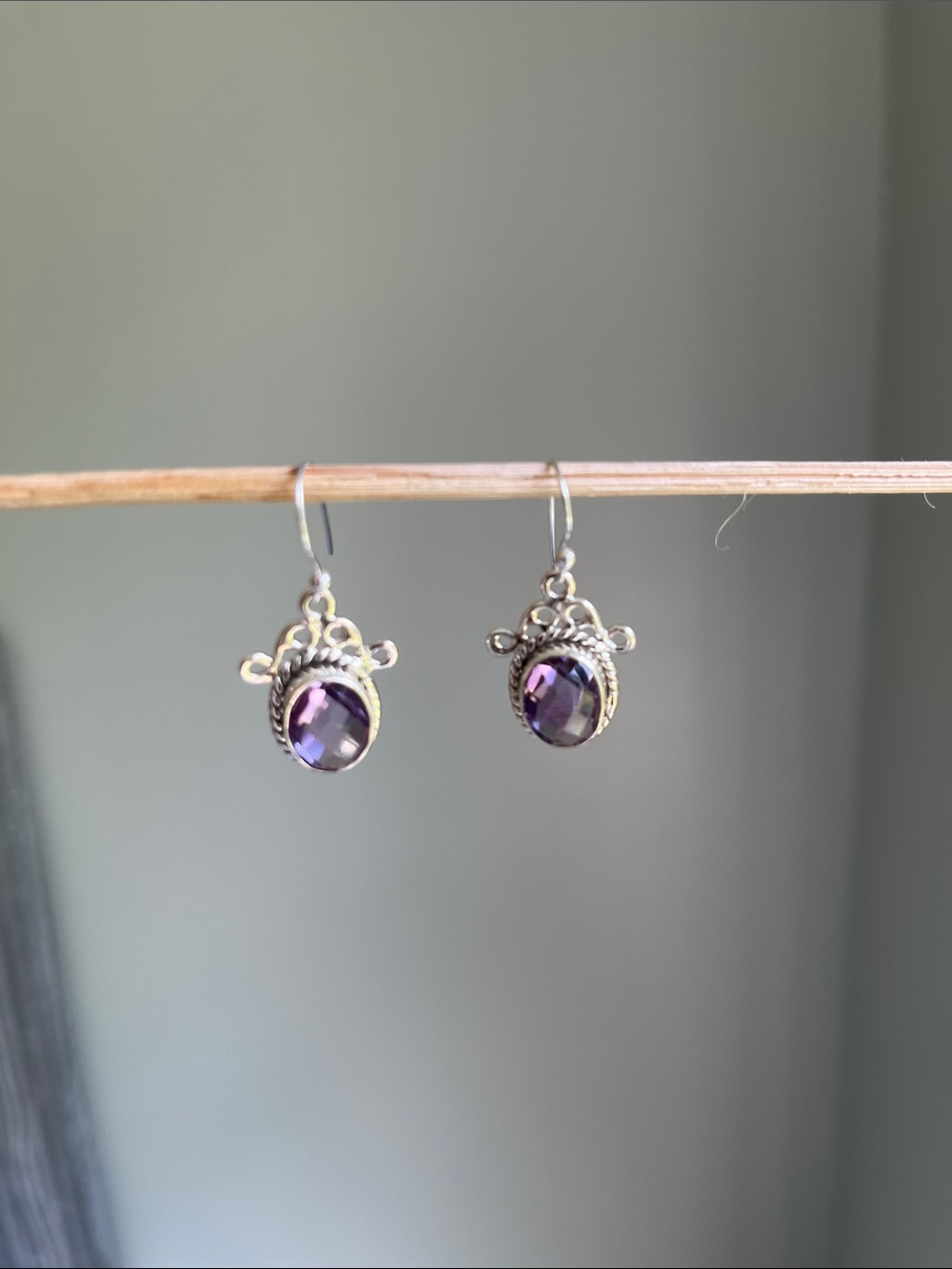 Amethyst Drop Earrings in Sterling Silver - Picture 4 of 5